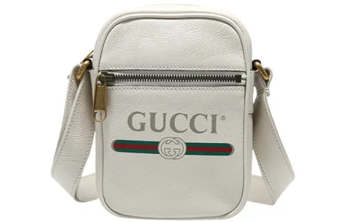 GUCCI Leather Shoulder Bag, Crossbody Bag Regular Men's Ecru