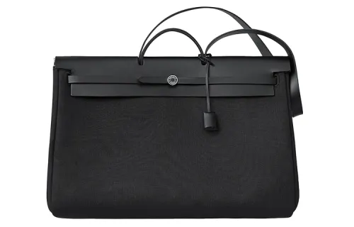 HERMES Herbag Zip Canvas With Leather Shoulder Bag, Crossbody Bag, Handbag 50 Unisex 89 Noir Black