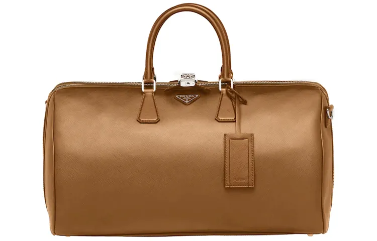 PRADA Saffiano One Size Leather Handbag Regular Unisex Cinnamon