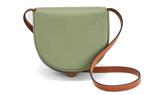 LOEWE Soft Cow Leather Saddle Bag, Shoulder Bag, Crossbody Bag Regular Women's Rosemary Green/Cognac