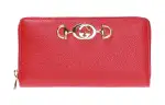 GUCCI Zumi Leather Clutch Wallet Women's Red