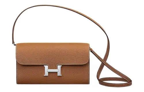 HERMES Constance To Go Silver Tone Buckle Epsom Leather Wallet, Handheld, Shoulder Bag, Crossbody Bag Small Women's