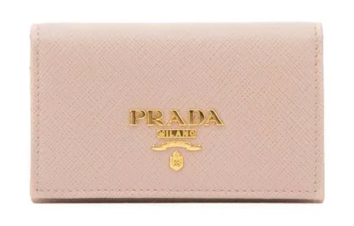 PRADA Saffiano Leather Card Holder Wallet Women's Pink