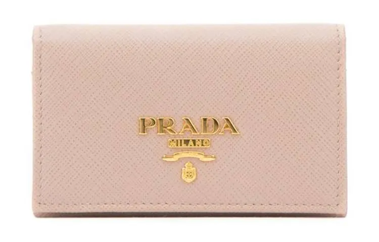 PRADA Saffiano Leather Card Holder Wallet Women's Pink