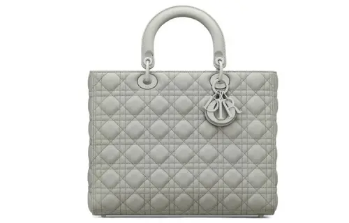 DIOR Lady Dior Calfskin Handbag Shoulder Bag Handbag Large Women's Gray