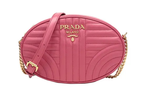 PRADA Zip Closure Cow Leather Crossbody Bag, Shoulder Bag Women's Pink Peony