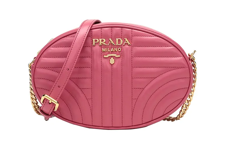 PRADA Zip Closure Cow Leather Crossbody Bag, Shoulder Bag Women's Pink Peony