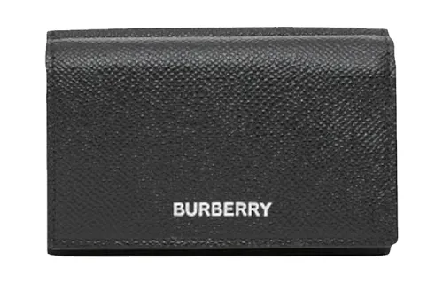 Burberry Foldable Grain Leather Wallet Men's Black