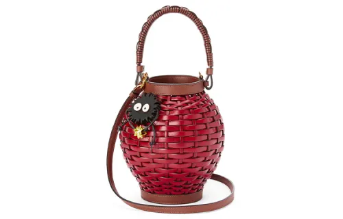 LOEWE Calfskin One Shoulder Handbag Unisex Rouge