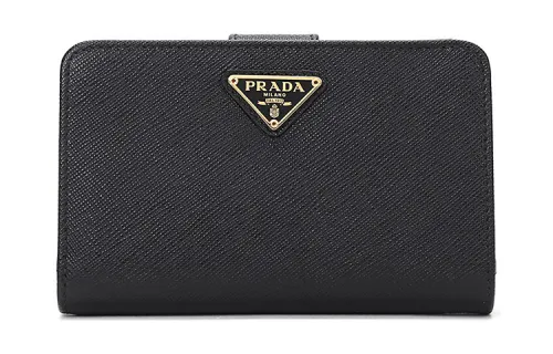 PRADA Saffiano Cow Leather Wallet Women's Black