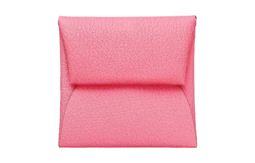 HERMES Bastia Cow Leather Wallet Women's Candy Pink