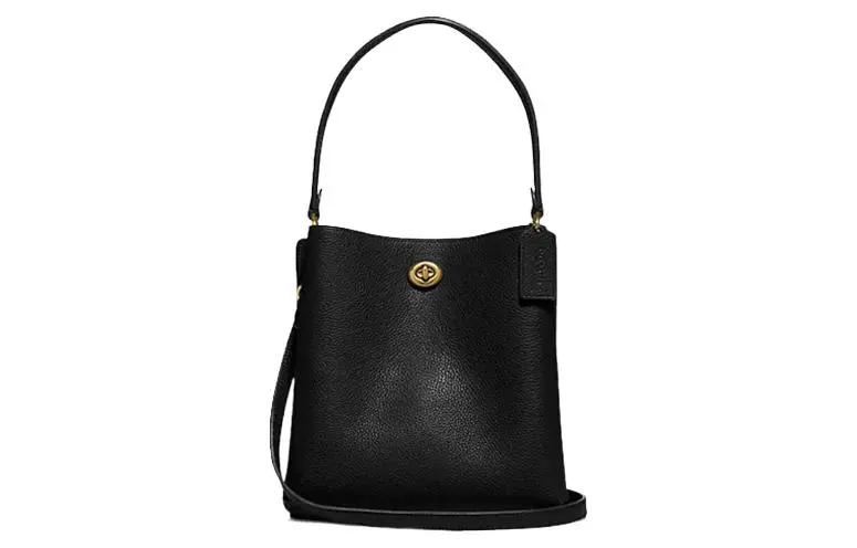 COACH Charlie Leather Bucket Bag, Handbag, Crossbody Bag, Shoulder Bag Women's Black