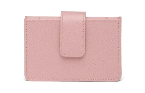PRADA Saffiano Leather Card Holder Women's Peach