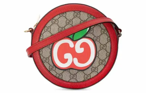 GUCCI Valentine's Day Collection Canvas With Leather Crossbody Bags Women's Ebony/Red
