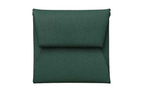 HERMES Bastia Sheepskin Wallet Women's Cypress Green