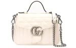 GUCCI Marmont Leather Messenger Bag, Handbag, Shoulder Bag, Crossbody Bag Mini Women's White