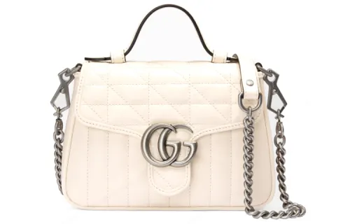 GUCCI Marmont Leather Messenger Bag, Handbag, Shoulder Bag, Crossbody Bag Mini Women's White