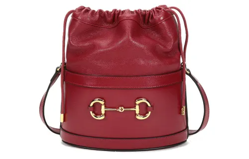GUCCI Leather Bucket Bag, Shoulder Bag, Crossbody Bag Women's Red
