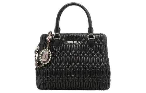 MIU MIU Lambskin One Shoulder Handbag, Crossbody Bag Women's Black