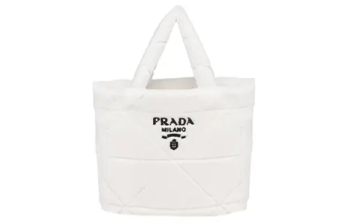 PRADA Quilting Shearling Tote Bag, Shopping Bag, Handbag Women's White/Black
