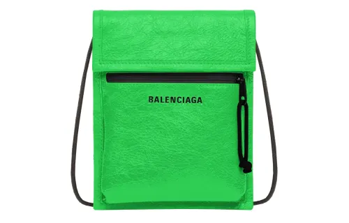 Balenciaga Grain Cow Leather One Shoulder Handbag Small Men's Neon Green