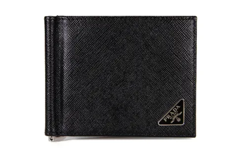 PRADA Saffiano Cow Leather Wallet Men's Black