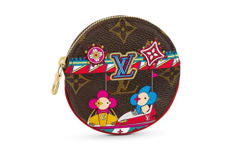 LOUIS VUITTON Round Coin Pouch Monogram Vivienne Holiday Rouge Red