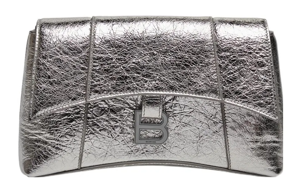 Balenciaga Downtown Sheepskin Crossbody Bag, Shoulder Bag Mini Women's Silver