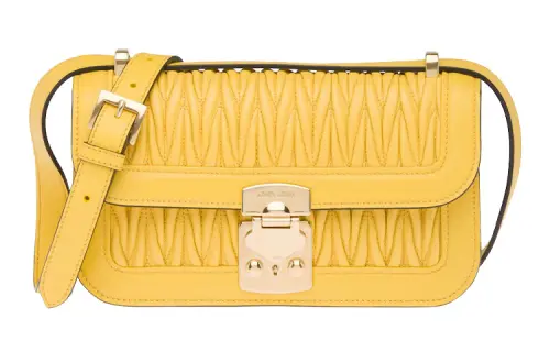 MIU MIU Matelassé Sheepskin Shoulder Bag, Crossbody Bag Women's Sunlight Yellow