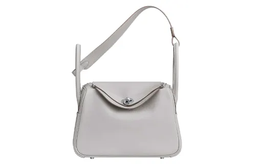 HERMES Lindy Evercolor Calfskin Handbag 26 Women's 80 Gris Perle Pearl Gray