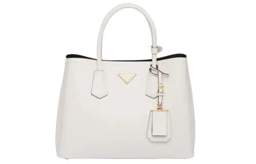 PRADA Adjustable Detachable Strap Leather Shoulder Bag, Crossbody Bag, Handbag Medium Women's White