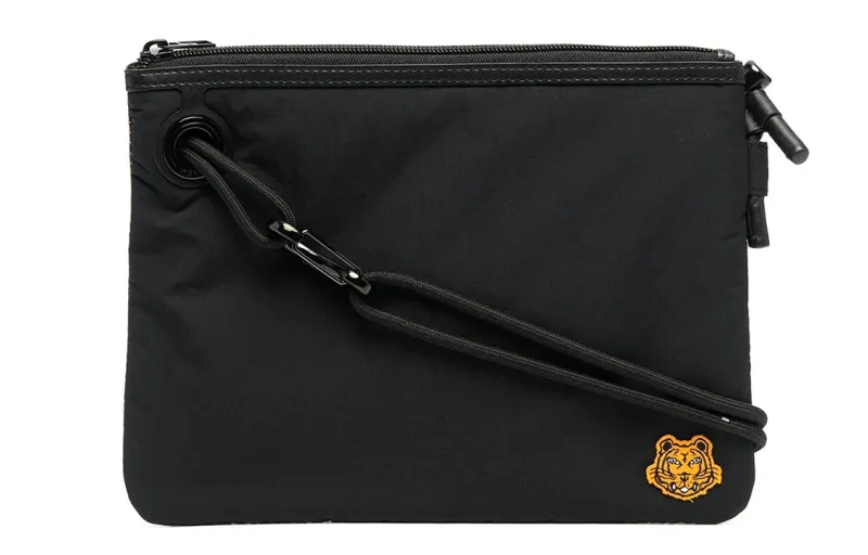 KENZO Nylon Fabric Clutch Unisex Black