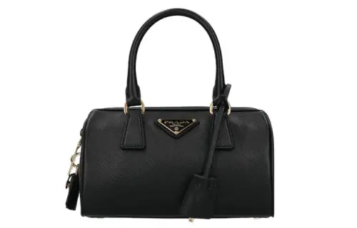 PRADA Re Edition Leather Handbag Unisex Black