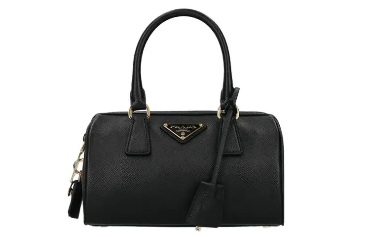 PRADA Re Edition Leather Handbag Unisex Black