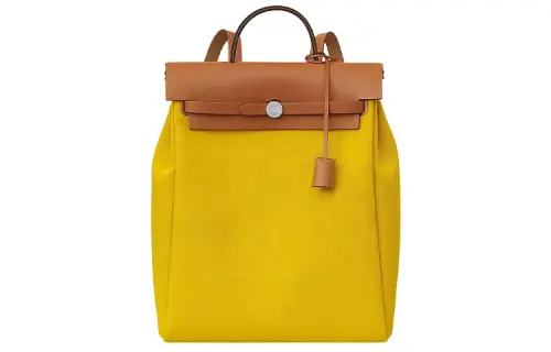 HERMES Herbag Zip Officier Canvas With Hunter Cow Leather Carry Backpack Regular Women's Naples Yellow/Brown