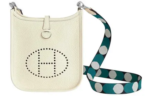 HERMES Evelyne Clemence Bullock Leather Shoulder Bag, Crossbody Bag Women's I2 Nata Cream White