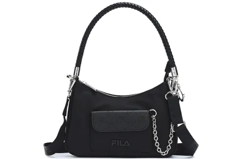 FILA Pu Shoulder Bag, Crossbody Bag, Handbag Regular Women's Jet Black