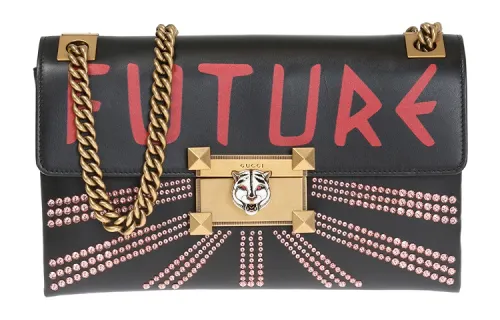 GUCCI Padlock Leather Shoulder Bag, Lock Bag, Portable Crossbody Bag, Shoulder Bag Large Women's Black