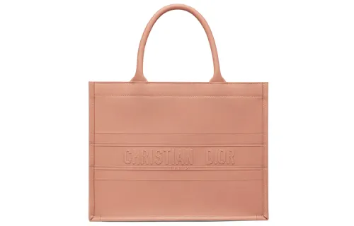 DIOR BookTote Cow Leather Handbag Women's Rose Pink
