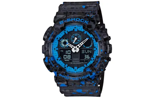 CASIO Men Liquid Crystal/Analog Dual Display Series Blue Watch GA-100ST-2A