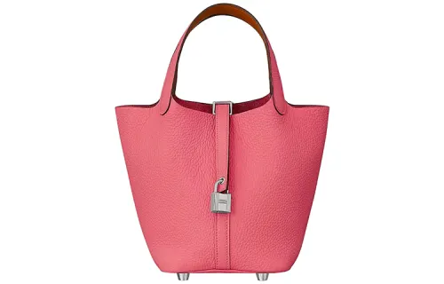 HERMES Picotin Lock Clemence With Swift Calfskin Basket Bag, Bucket Bag, Handbag 18 Women's E5 Rose Tyrien Peach Pink