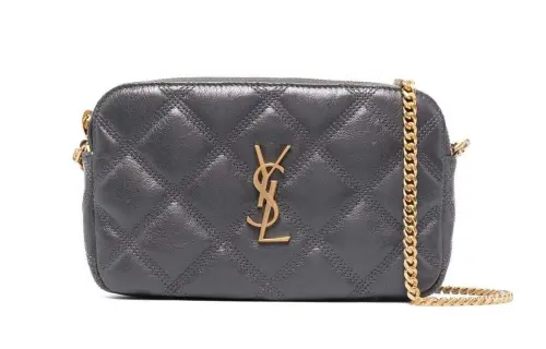 SAINT LAURENT Lambskin Shoulder Bag Women's Gray