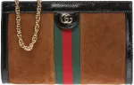 GUCCI Ophidia Suede Shoulder Bag, Crossbody Bag Small Women's Brown/Black