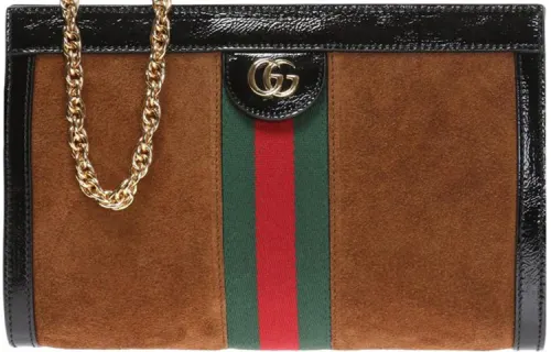 GUCCI Ophidia Suede Shoulder Bag, Crossbody Bag Small Women's Brown/Black