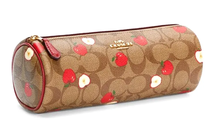 COACH Canvas With Leather Makeup Brush, Pen Holder, Toiletry Bag Small Women's Khaki Monogram
