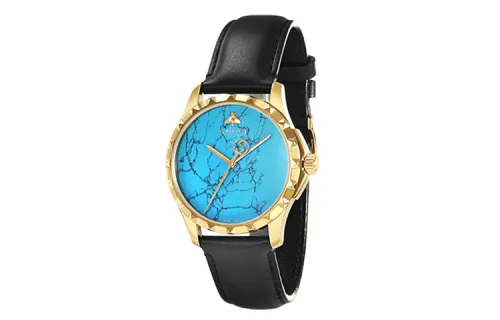 GUCCI G Timeless Collection Wrist Watches Quartz Movement Cow Leather Strap Blue Dial Men's Watches