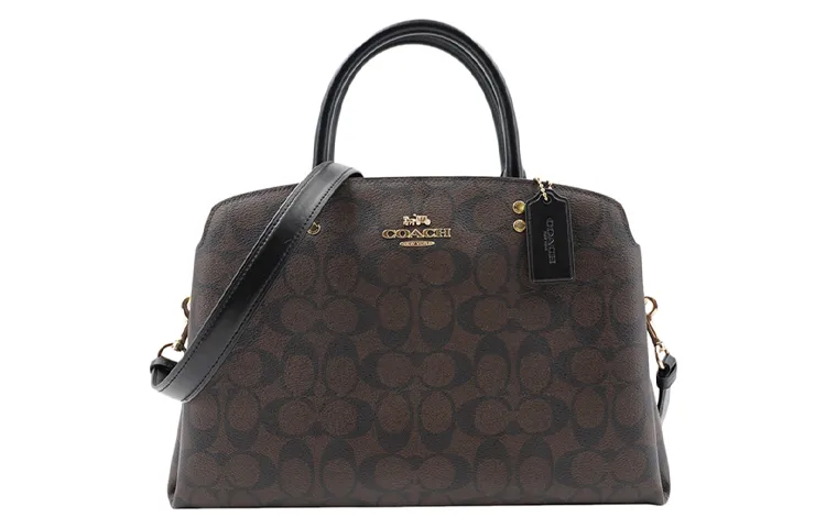 COACH Lillie PVC Shoulder Bag, Crossbody Bag, Handbag Women's Dark Brown