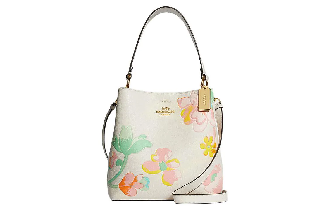 COACH Town Cow Leather Shoulder Bag, Crossbody Bag Handbags Medium Women's White