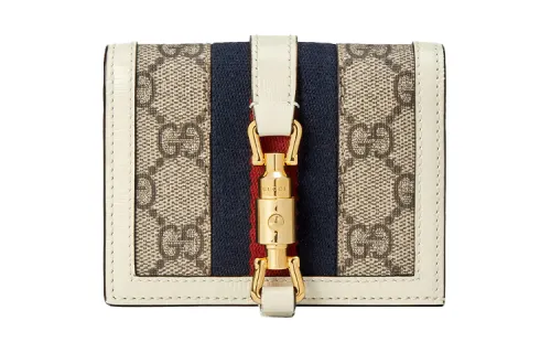 GUCCI Jackie 1961 Canvas Wallet Women's Beige