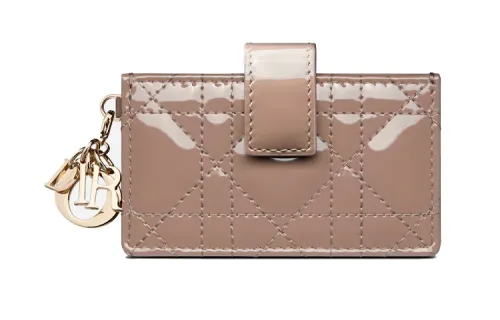 DIOR Lady Dior Wicker Pattern Cow Leather Card Holder Card Holder Women's Warm Taupe